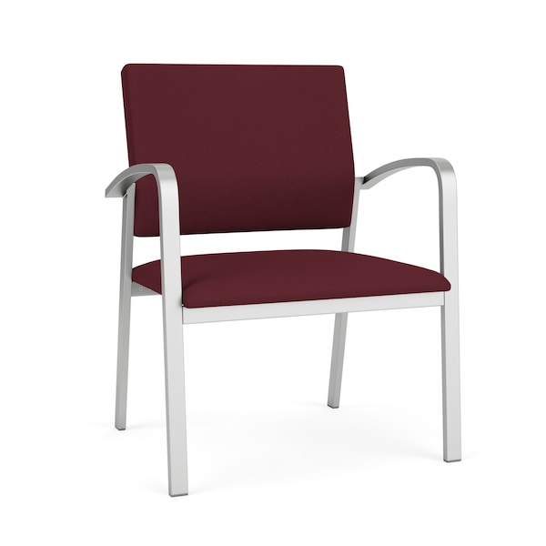 Lesro Newport Wide Guest Chair Metal Frame, Silver, OH Wine Upholstery NP1201 - main
